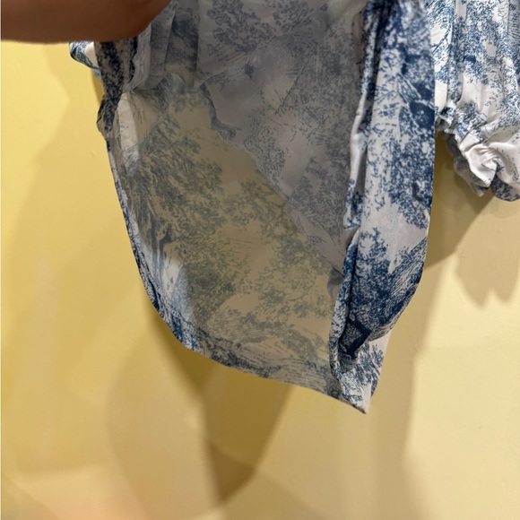 SHEIN Blue and White Ruched Blouse - Picture 12 of 13